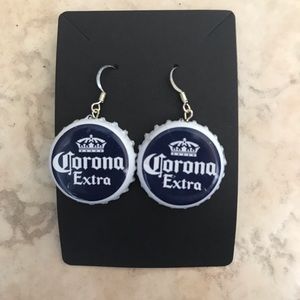 Corona beer bottle cap earrings